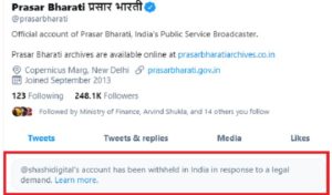 ट्विटर ने प्रसार भारती के सीईओ, किसान एकता मोर्चा, अभिनेता सुशांत समेत कई लोगों के अकाउंट पर लगाई रोक
