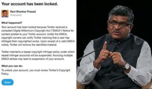 Twitter ने आईटी मंत्री के खाते को 1 घंटे के लिये किया बंद, रविशंकर प्रसाद ने बताया नियमों का घोर उल्लंघन